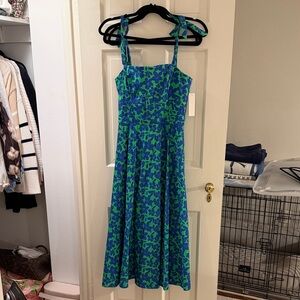 Shoshanna Blue and Green Midi Dress